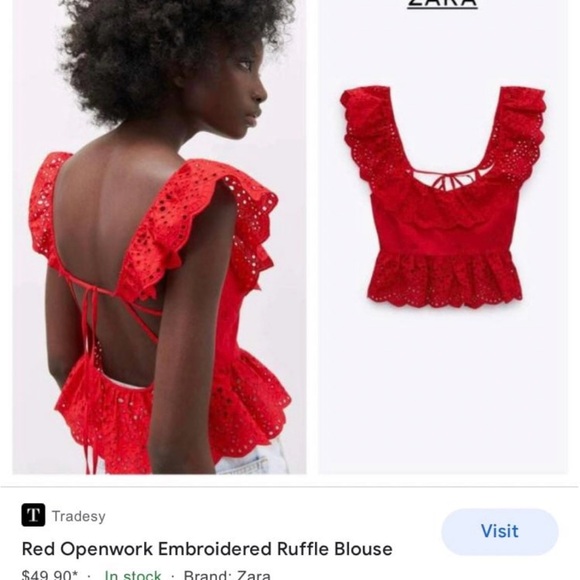 Red Ruffled Women's Top - Picture 2 of 7